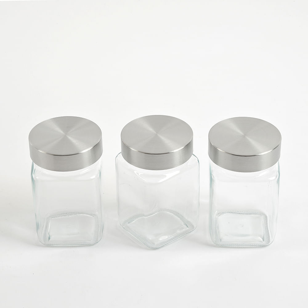 Set 3 mini borcane din sticla cu capace din inox - 2 | YEO