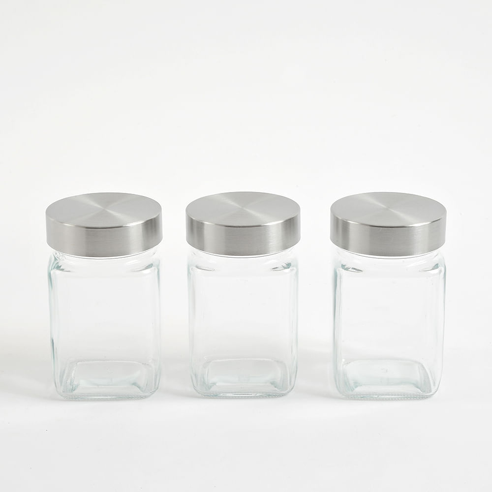 Set 3 mini borcane din sticla cu capace din inox - 3 | YEO