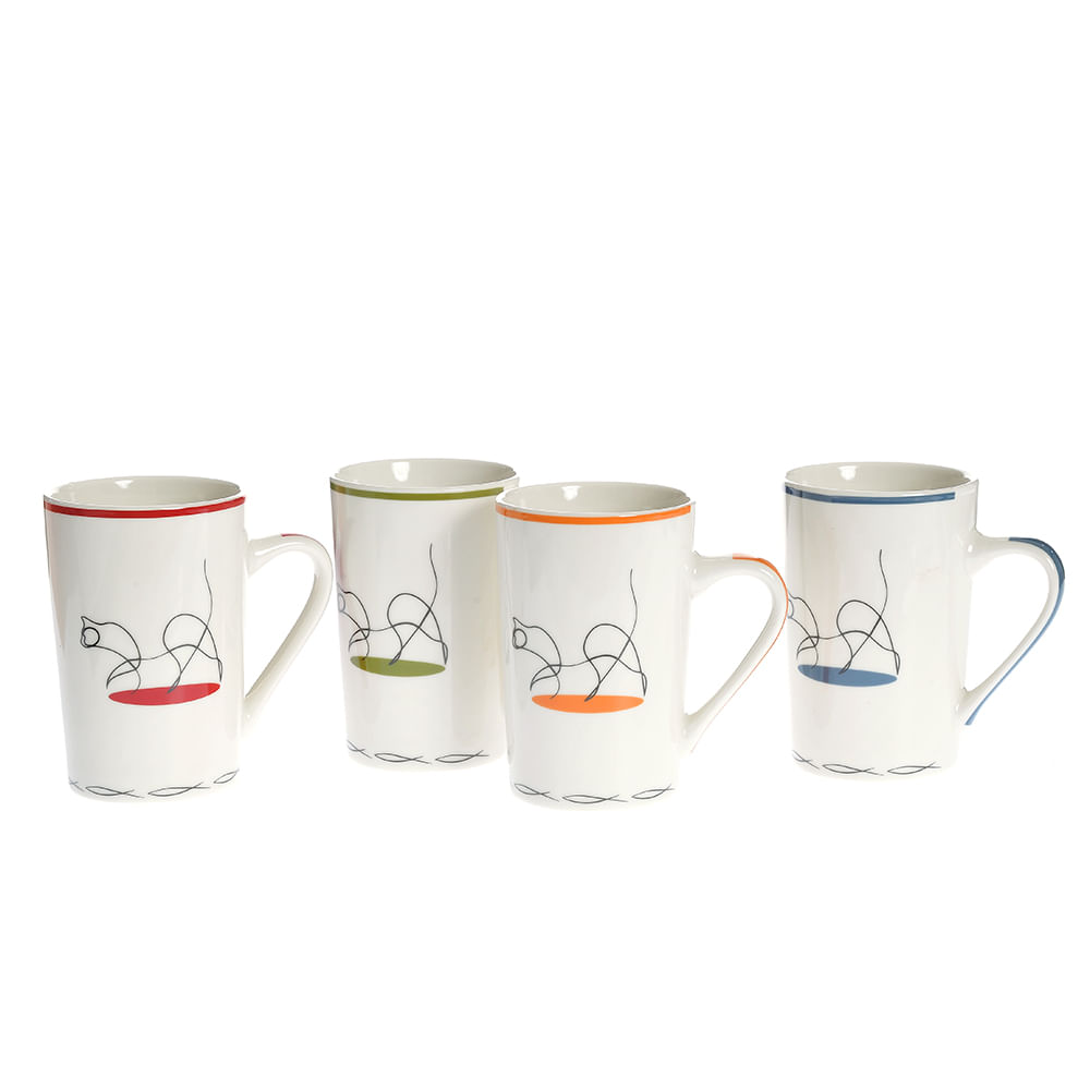Set 4 cani din ceramica cu silueta de pisica - 1 | YEO