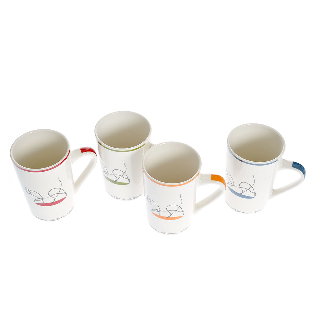 Set 4 cani din ceramica cu silueta de pisica - 2 | YEO