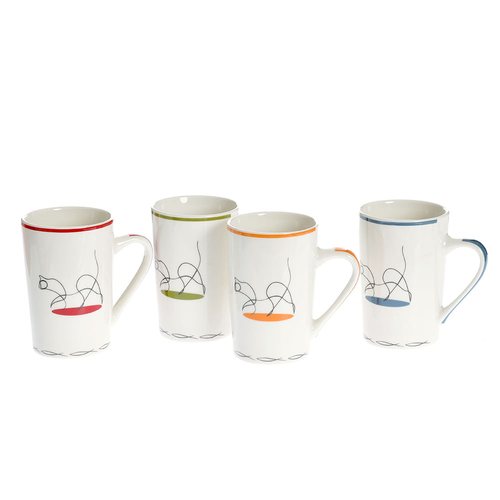 Set 4 cani din ceramica cu silueta de pisica - 3 | YEO