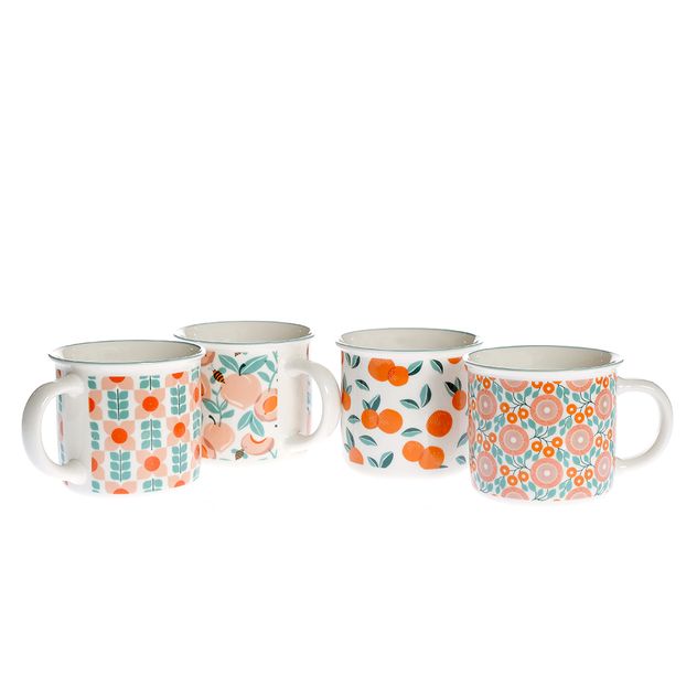 Set 4 cani din ceramica cu fructe