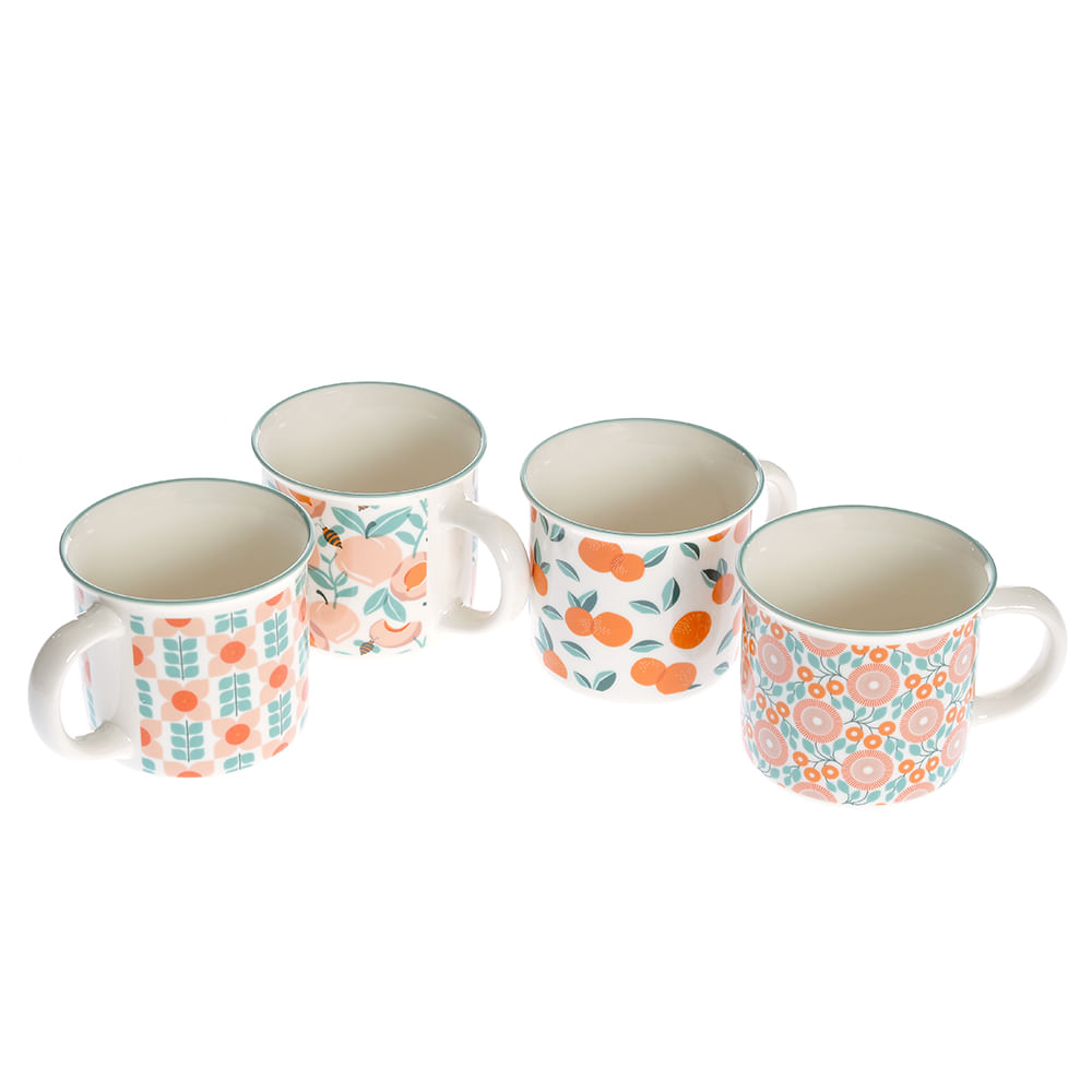 Set 4 cani din ceramica cu fructe - 3 | YEO