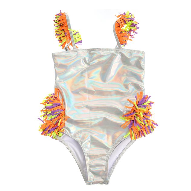 Costum de baie multicolor cu franjuri