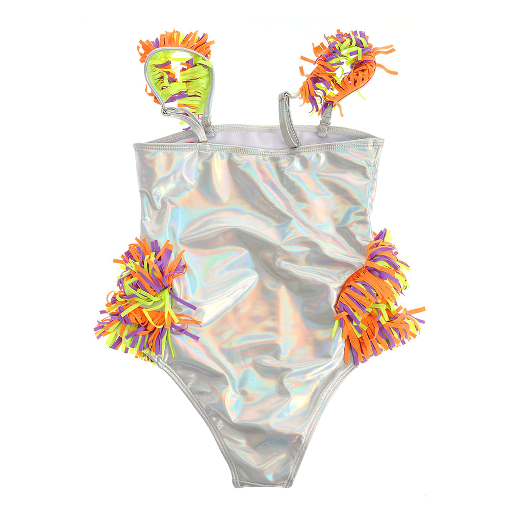 Costum de baie multicolor cu franjuri - 2 | YEO