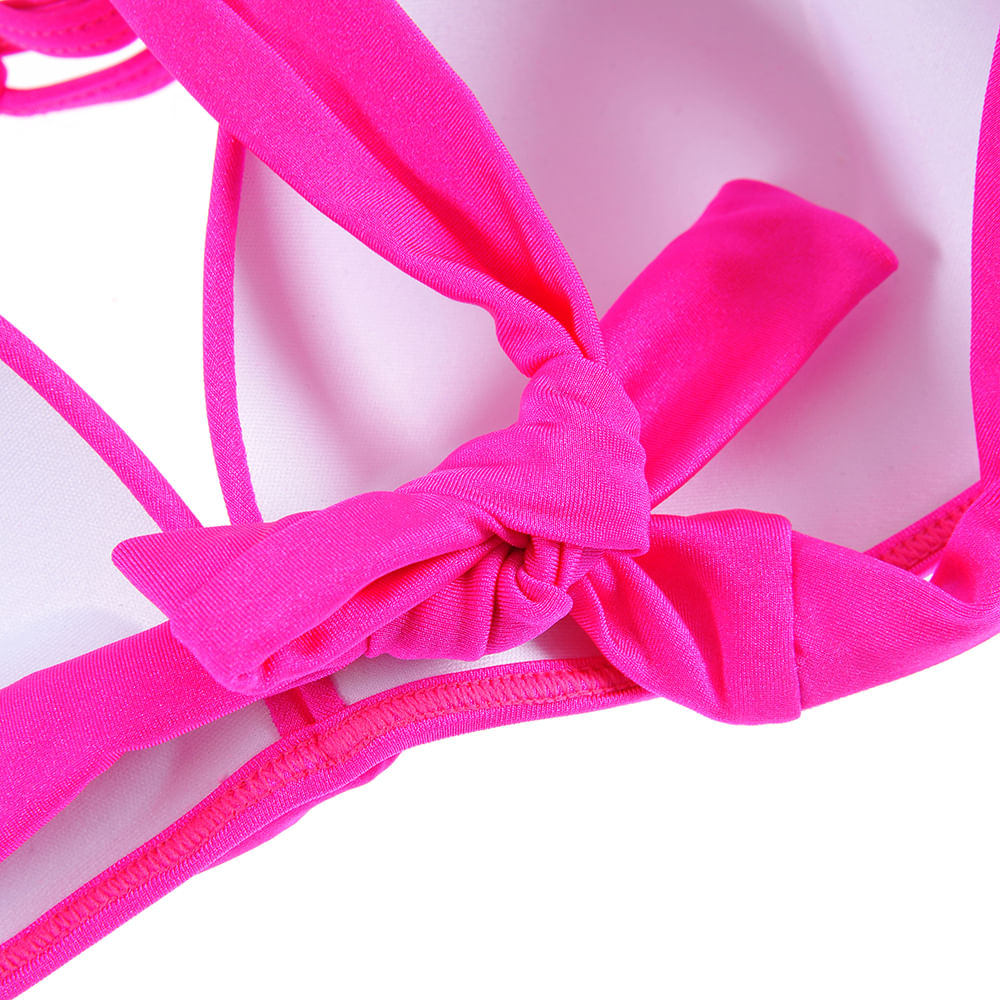 Sutien de baie roz cu snur - 2 | YEO