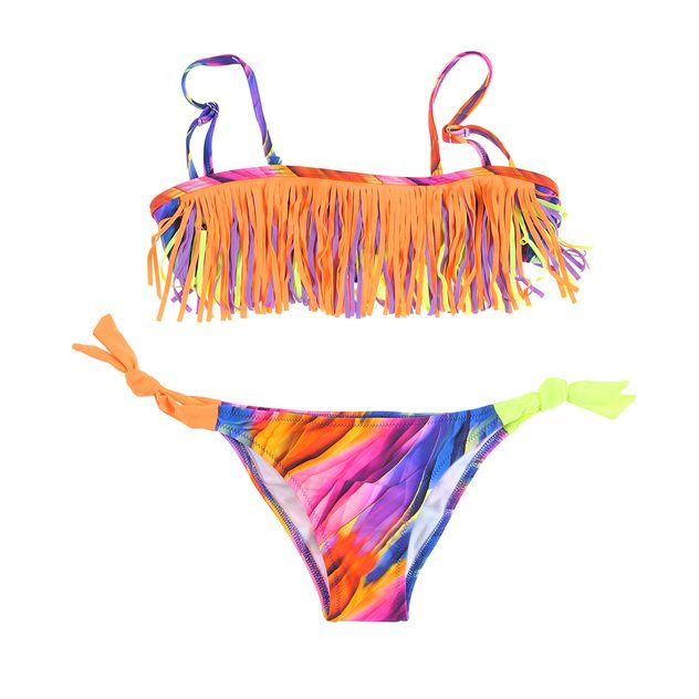 Costum cu franjuri multicolor