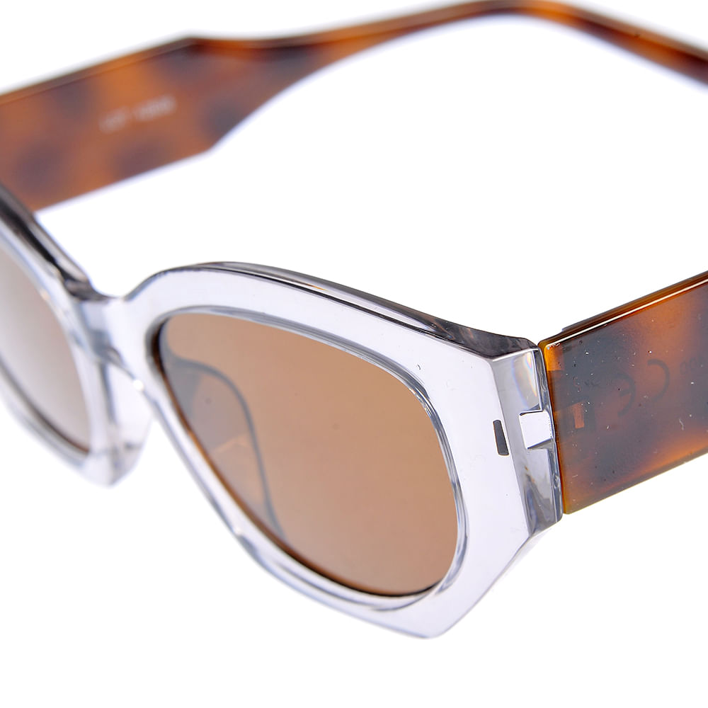 Ochelari de soare cu lentile maro si brate late animal print - 2 | YEO