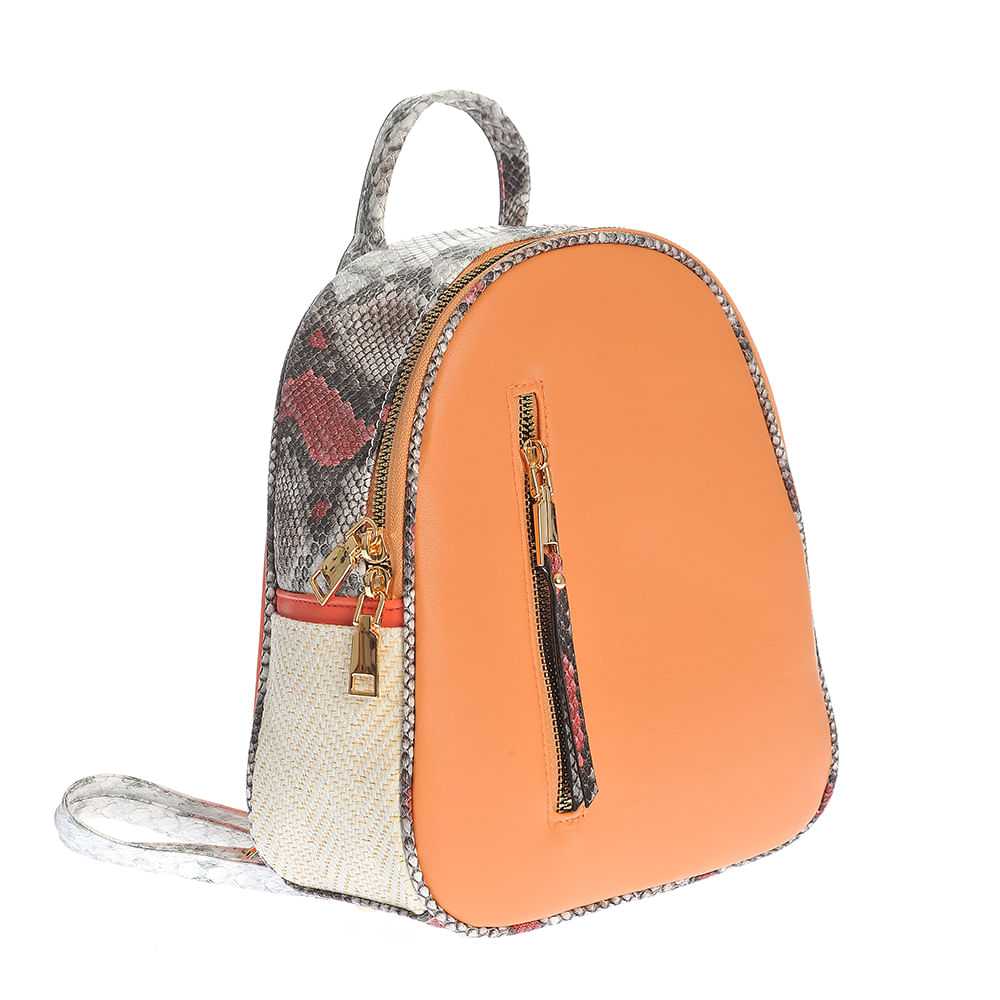 Rucsac portocaliu cu model animal print - 1 | YEO