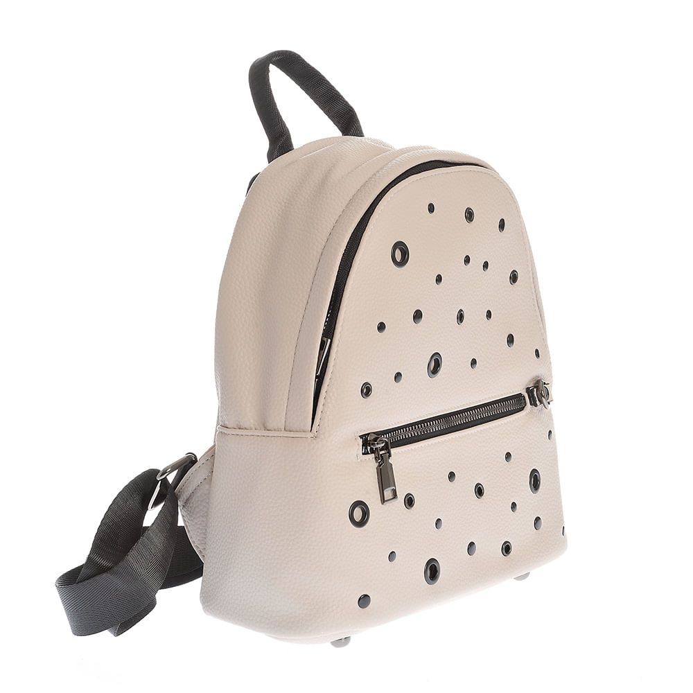 Rucsac roz cu buzunar frontal si nituri metalice - 1 | YEO