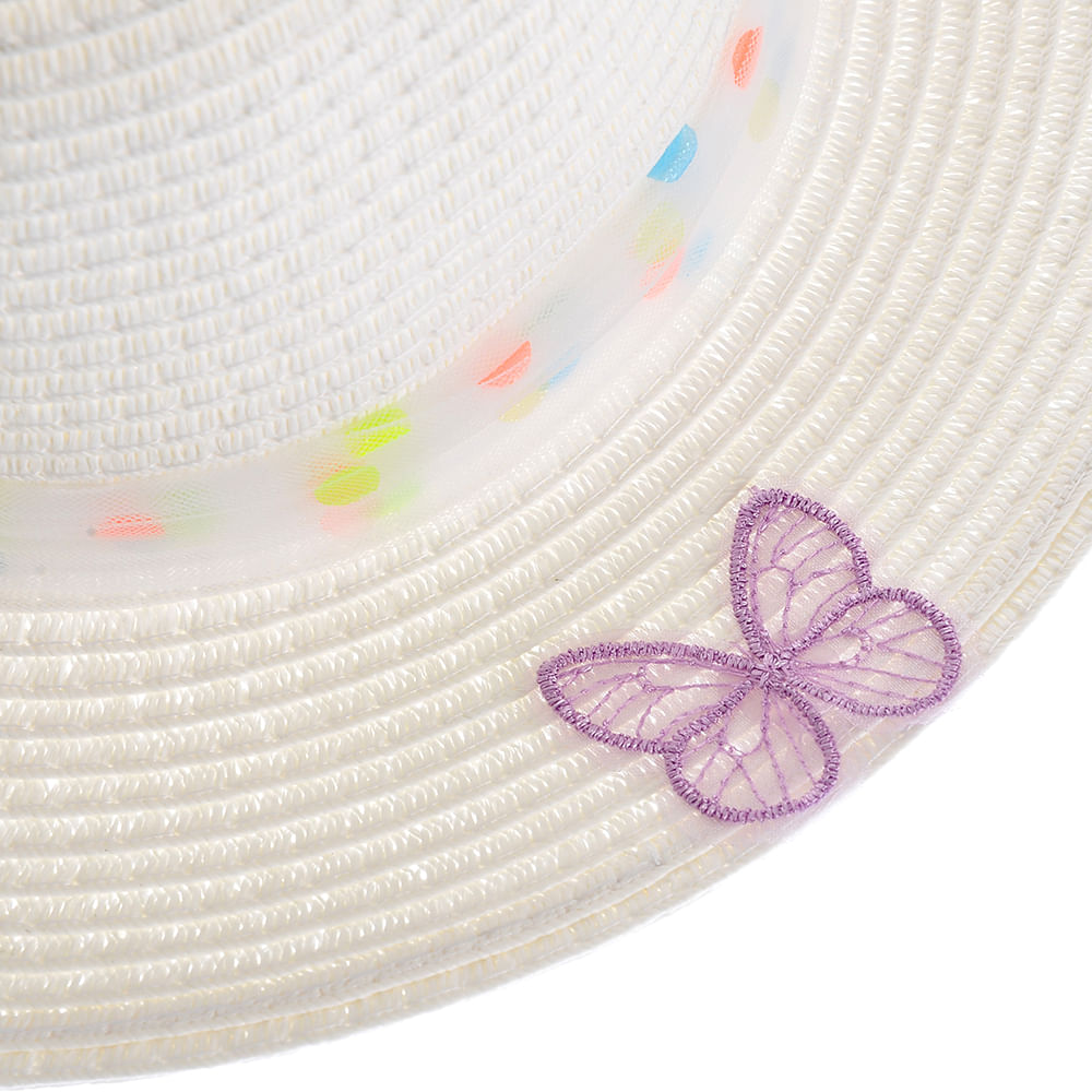Palarie alba cu fluturi multicolori - 3 | YEO