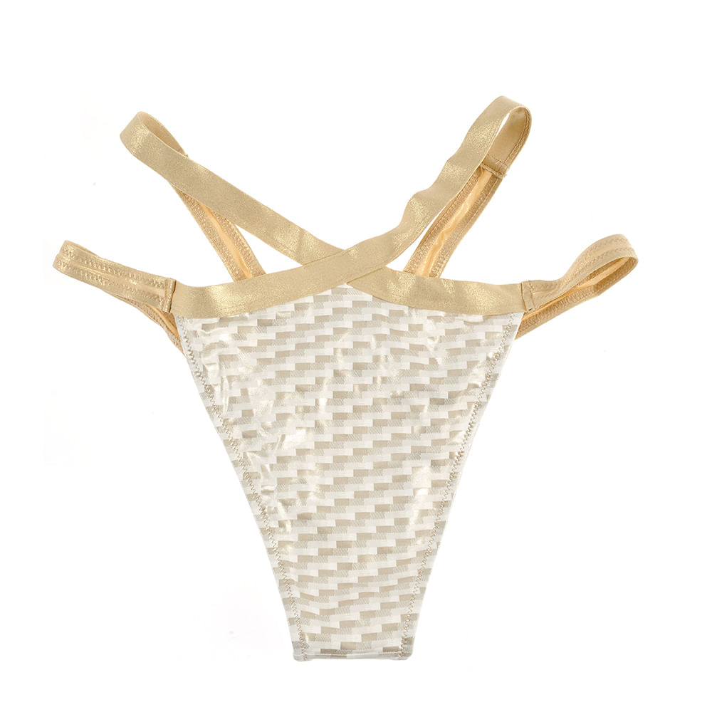 Slip de baie auriu cu model - 2 | YEO