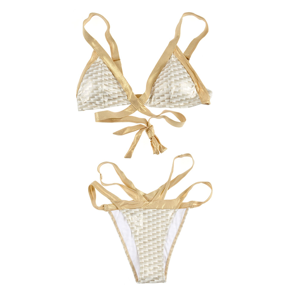 Slip de baie auriu cu model - 3 | YEO