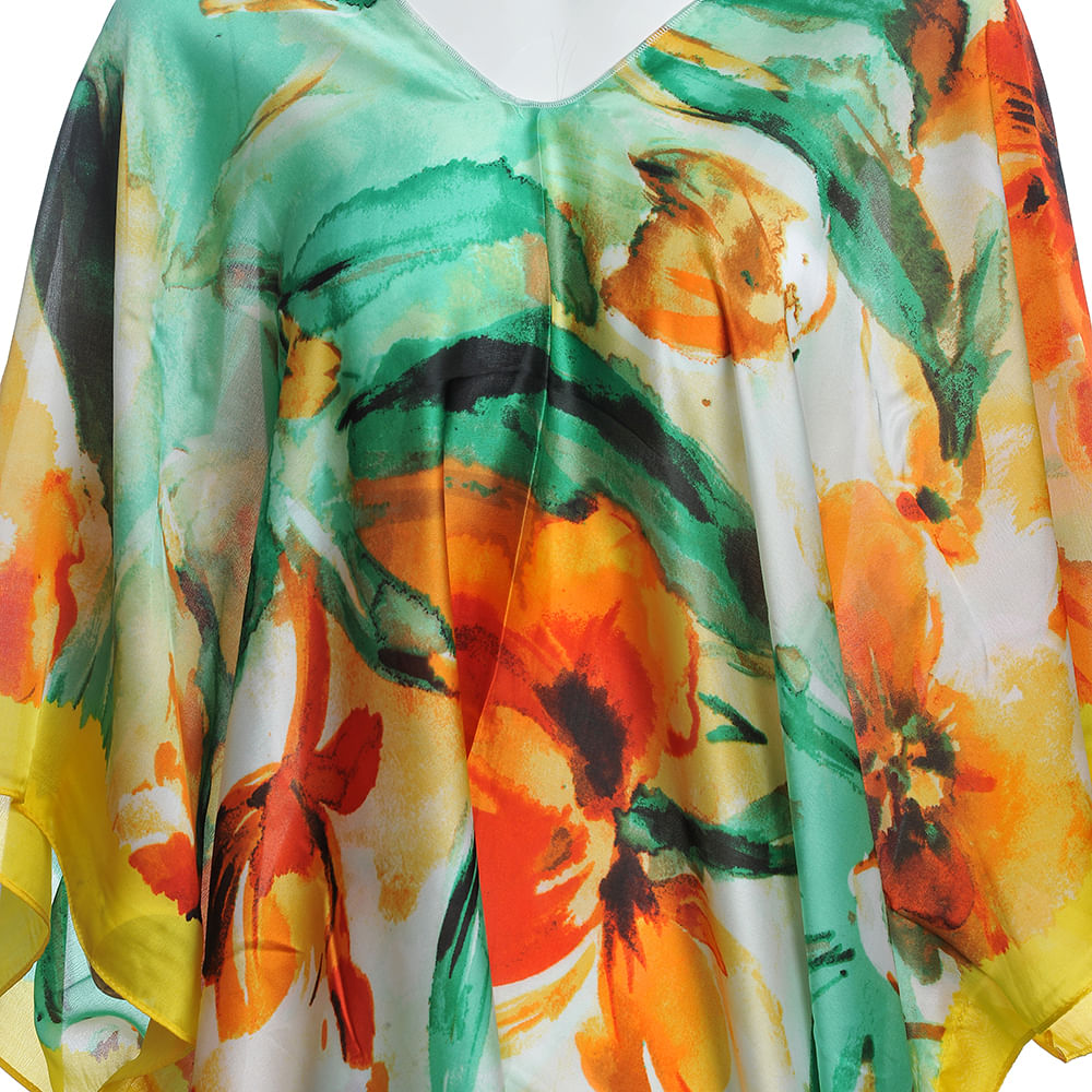 Poncho galben cu flori - 1 | YEO