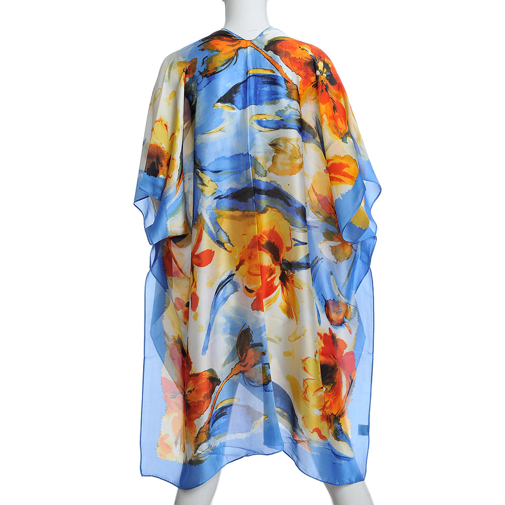 Poncho bleu cu flori - 2 | YEO