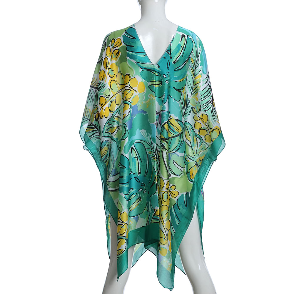 Poncho verde cu frunze - 2 | YEO