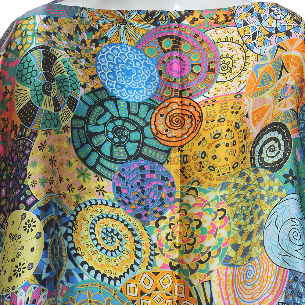Poncho multicolor cu imprimeu mandala - 1 | YEO