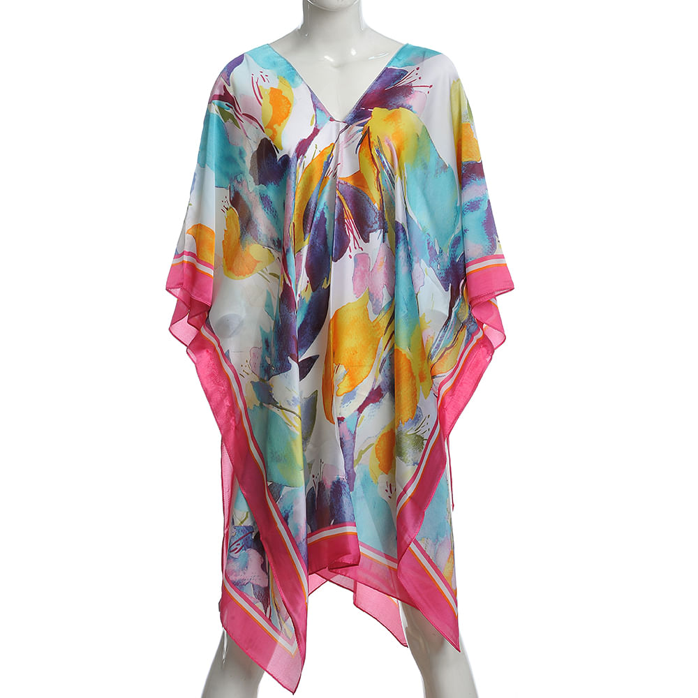 Poncho roz cu flori
