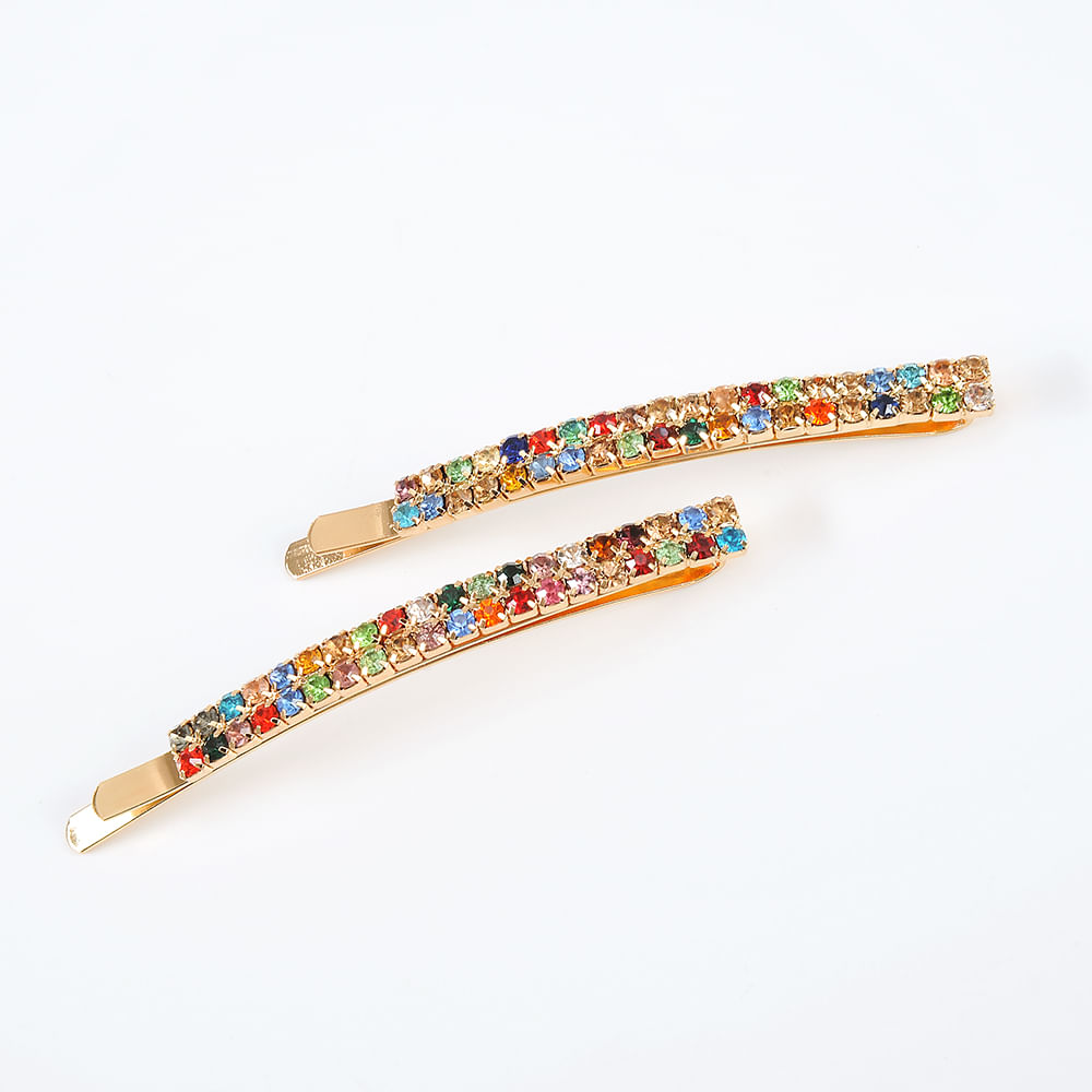 Set 2 agrafe aurii cu pietre multicolore - 1 | YEO