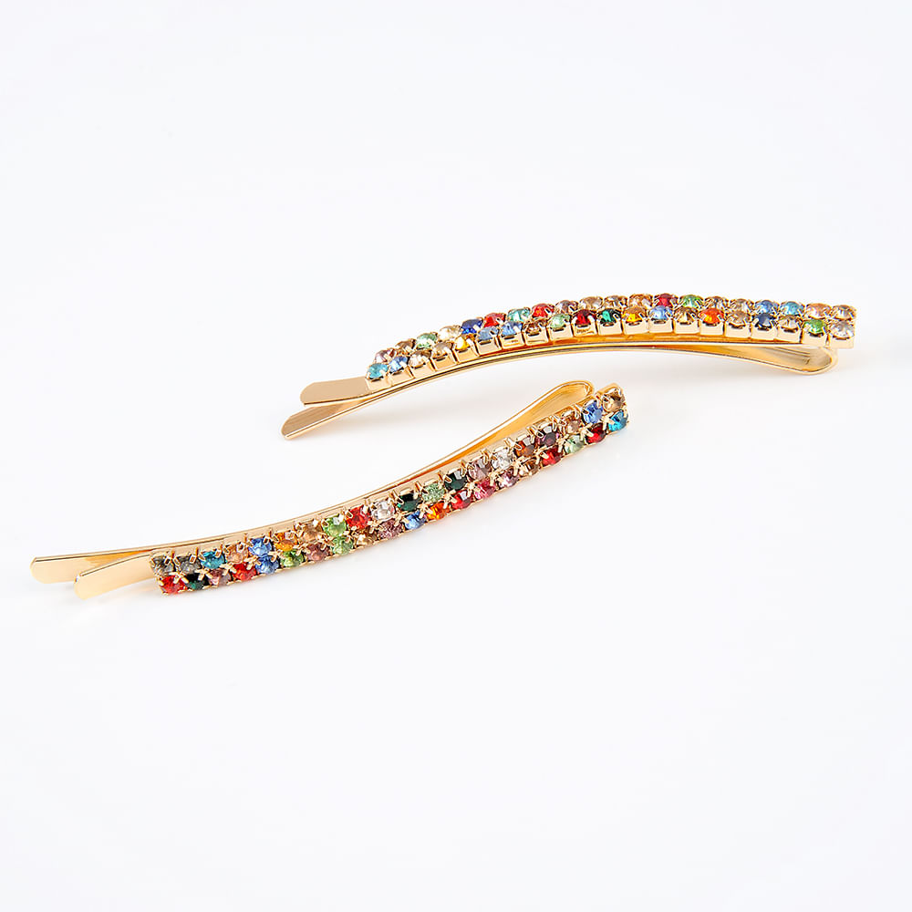 Set 2 agrafe aurii cu pietre multicolore - 3 | YEO