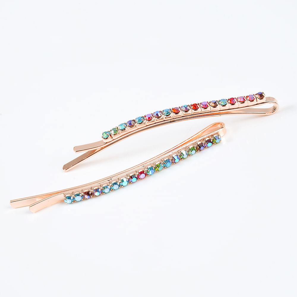 Set 2 agrafe cu pietre stralucitoare multicolore - 1 | YEO