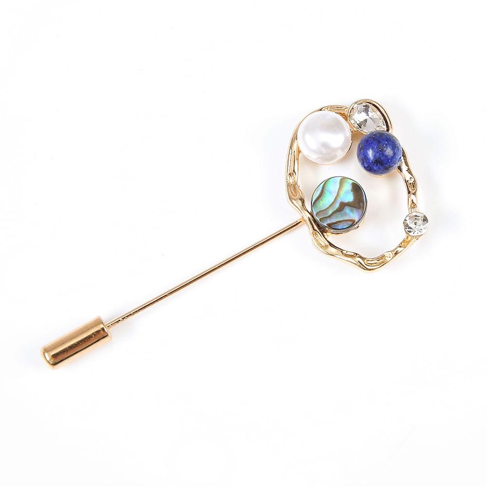 Brosa aurie cu pietre colorate - 1 | YEO