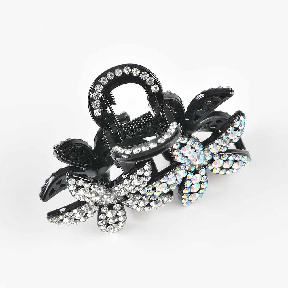 Cleste de par negru cu doua flori - 2 | YEO