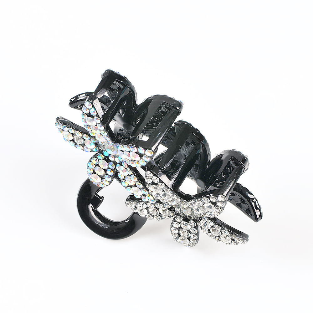 Cleste de par negru cu doua flori - 3 | YEO