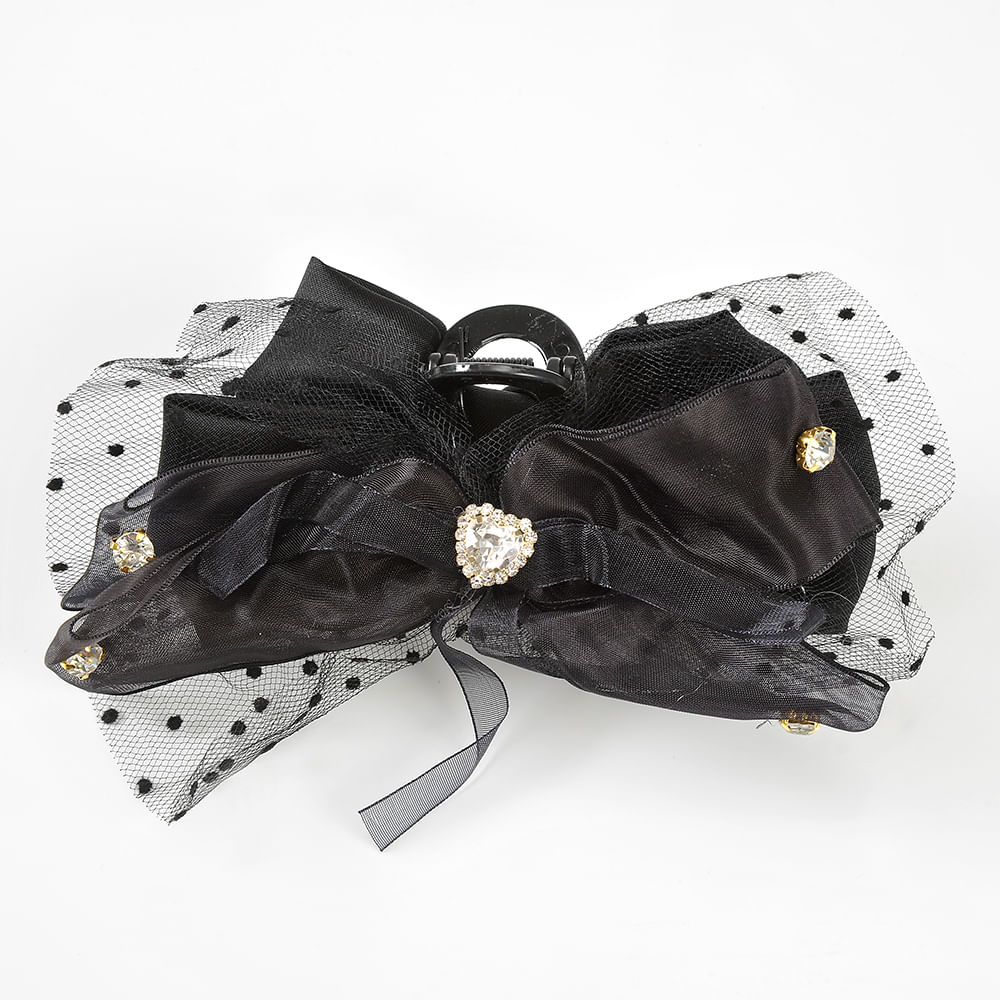 Cleste de par negru cu funda - 1 | YEO