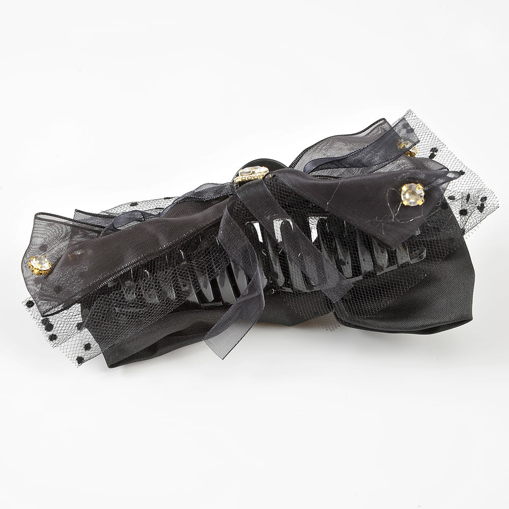 Cleste de par negru cu funda - 2 | YEO