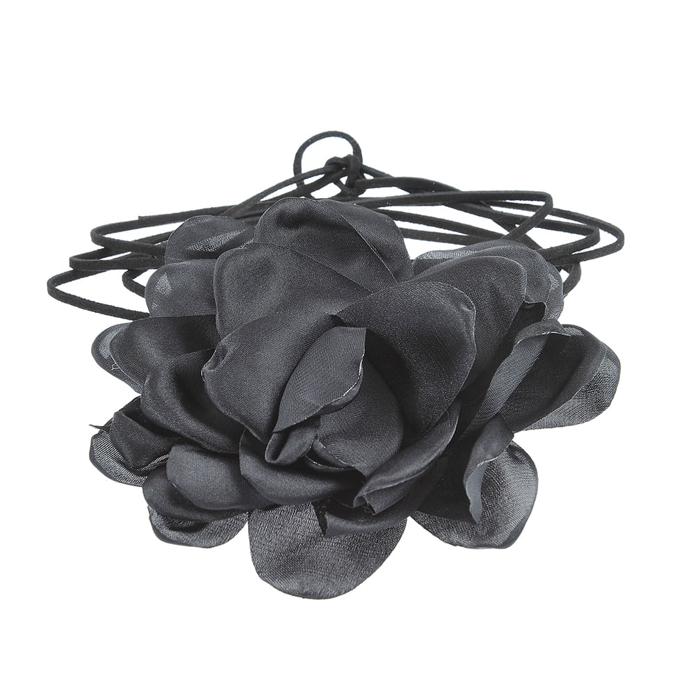 Colier negru cu trandafir - 1 | YEO