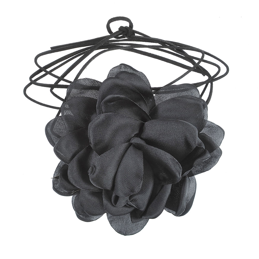 Colier negru cu trandafir - 3 | YEO