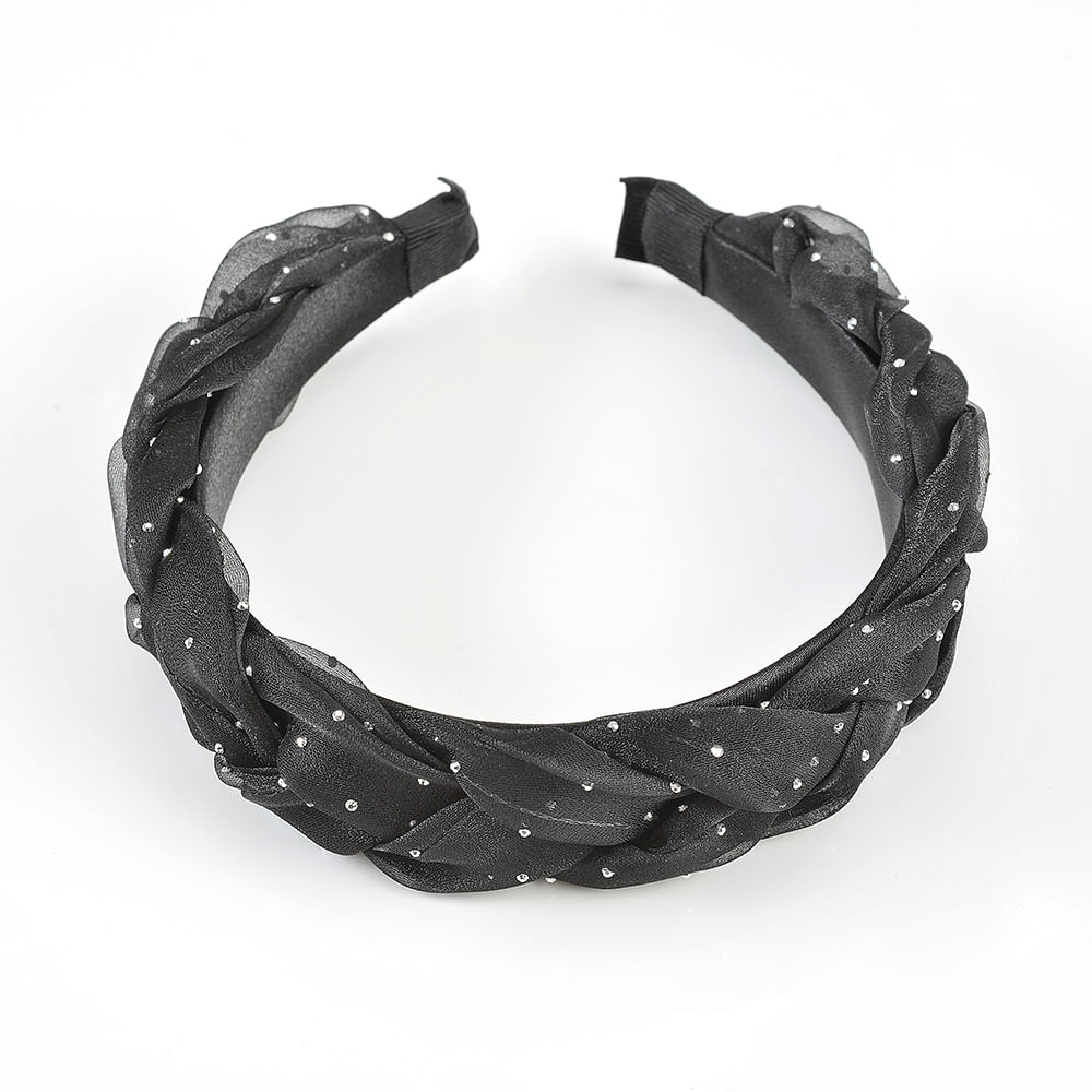 Bentita neagra cu aspect impletit  si pietricele mici stralucitoare - 1 | YEO