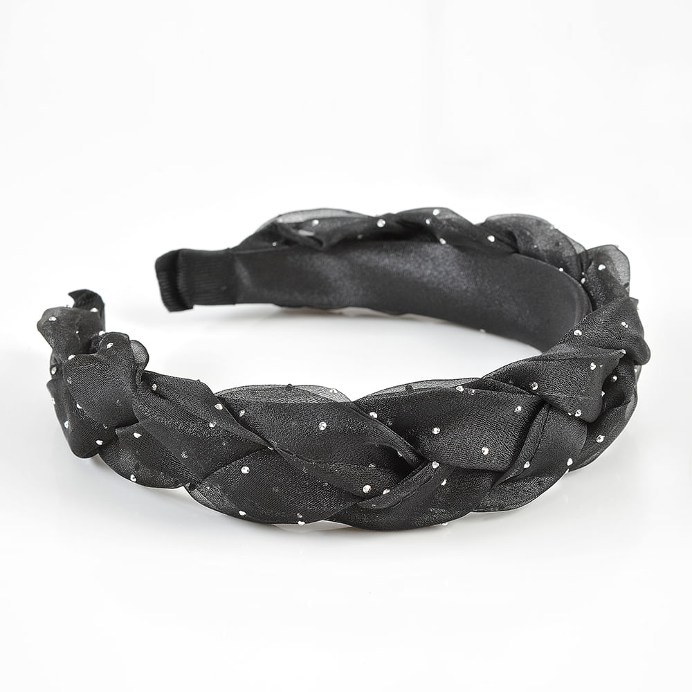 Bentita neagra cu aspect impletit  si pietricele mici stralucitoare - 2 | YEO