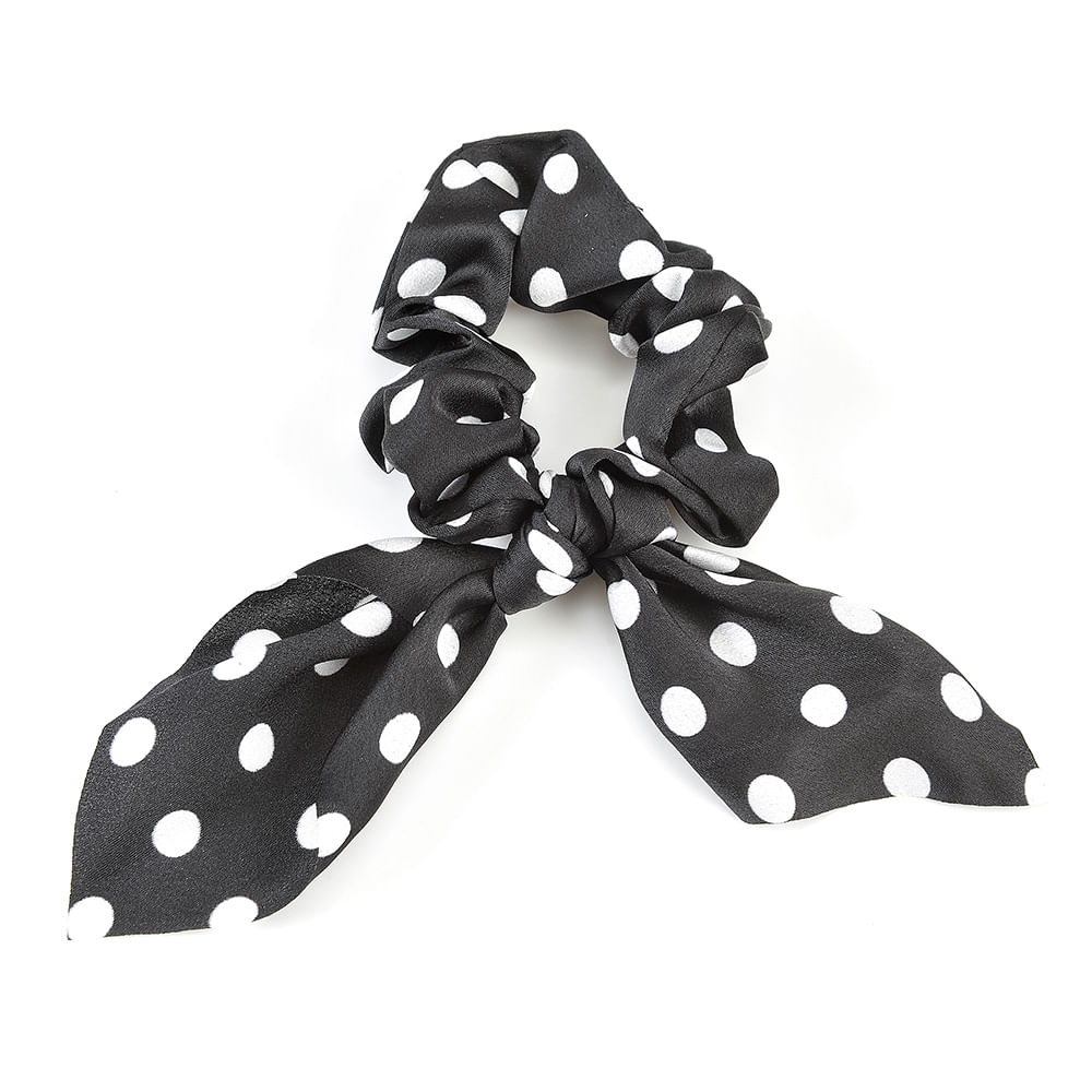 Elastic de par negru cu buline albe si panglica - 2 | YEO