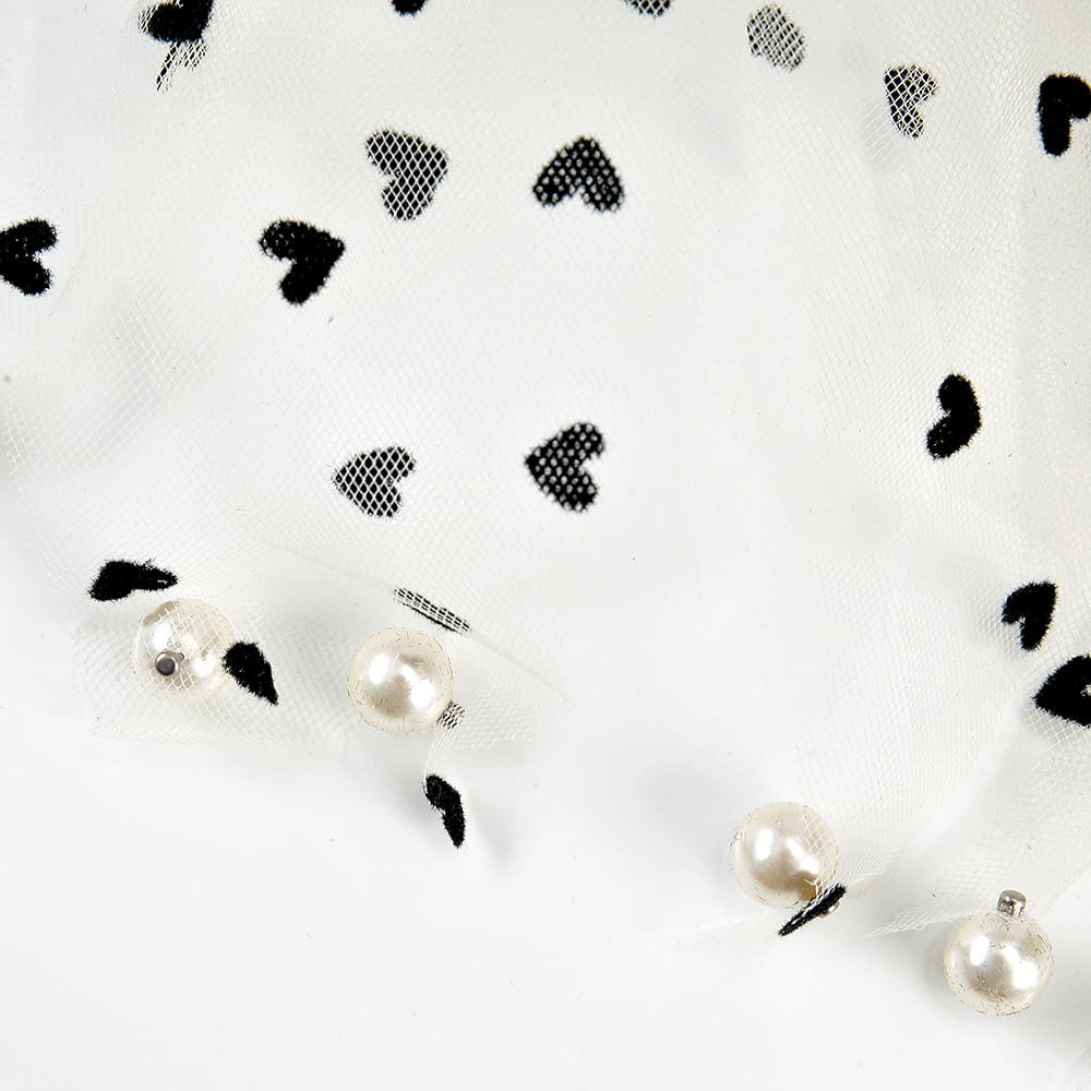 Elastic de par alb cu inimi negre - 1 | YEO