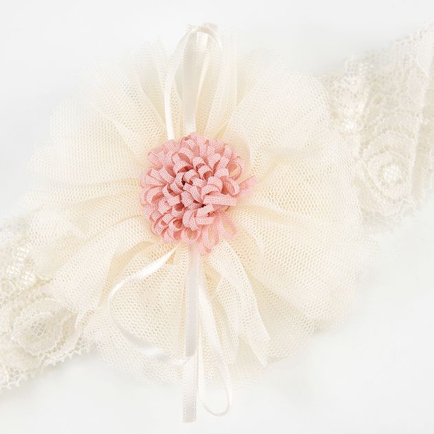 Bentita de par alba elastica cu pompon
