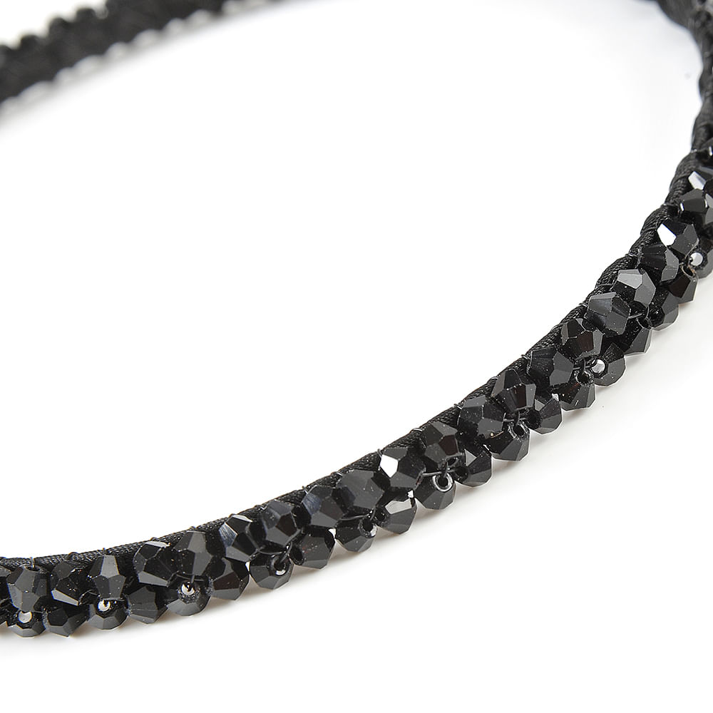 Bentita de par neagra cu pietre negre - 1 | YEO