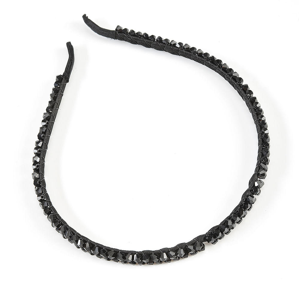 Bentita de par neagra cu pietre negre - 3 | YEO