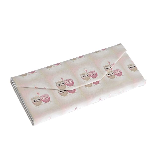 Etui roz cu 2 bufnite indragostite