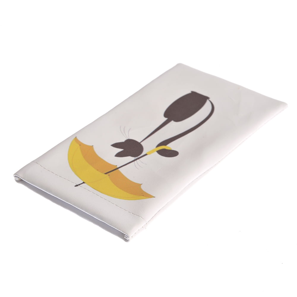 Etui alb pisica cu umbrela galbena - 2 | YEO