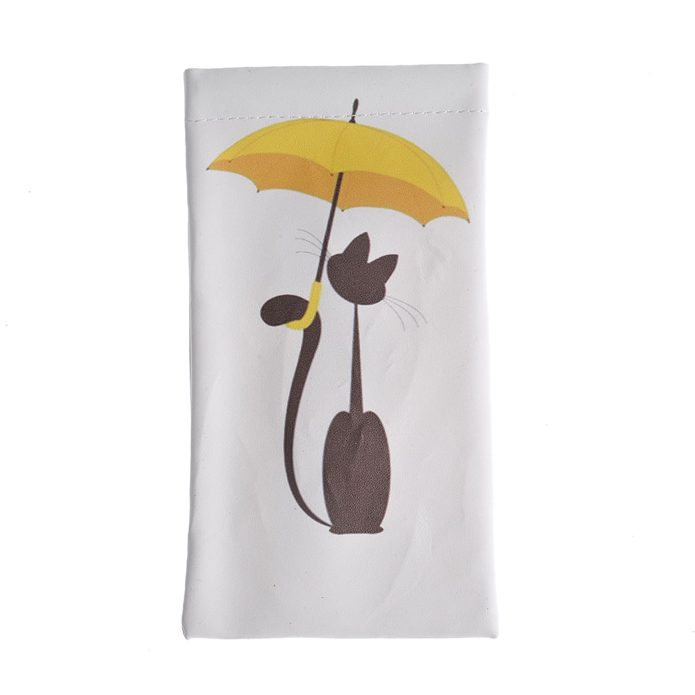 Etui alb pisica cu umbrela galbena - 3 | YEO
