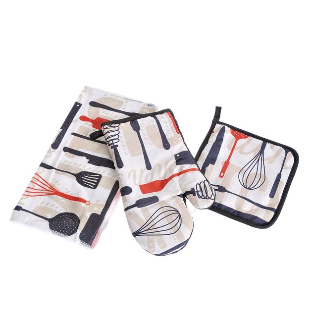 Set 3 accesorii textile pentru bucatarie