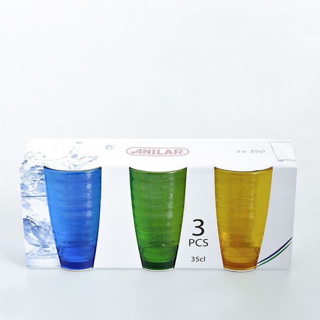 Set 3 pahare colorate 350 ml