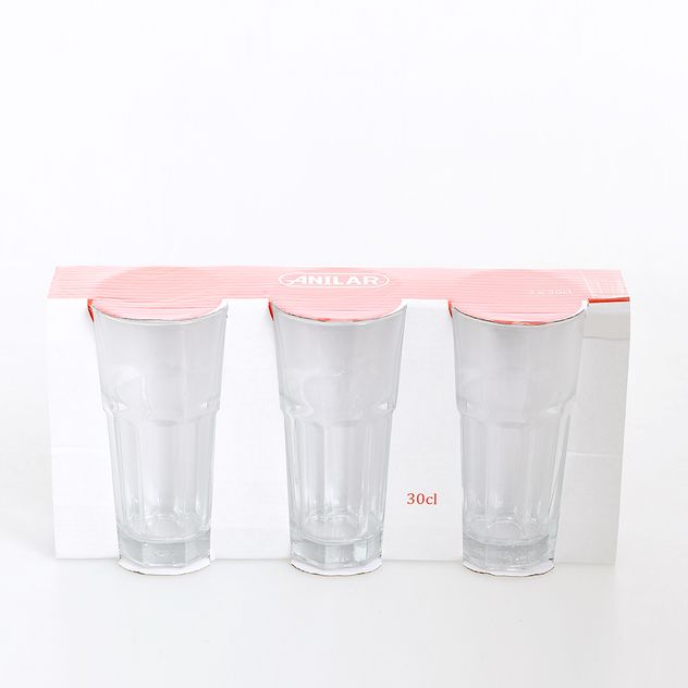 Set 3 pahare din sticla 300 ml