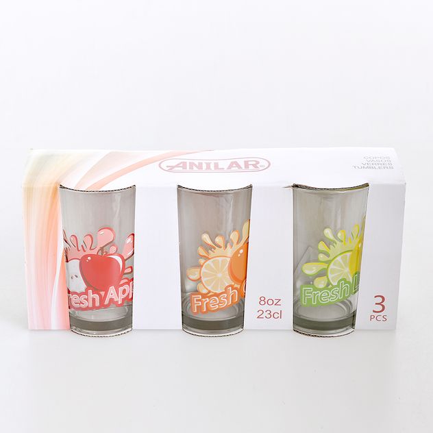 Set 3 pahare colorate din sticla