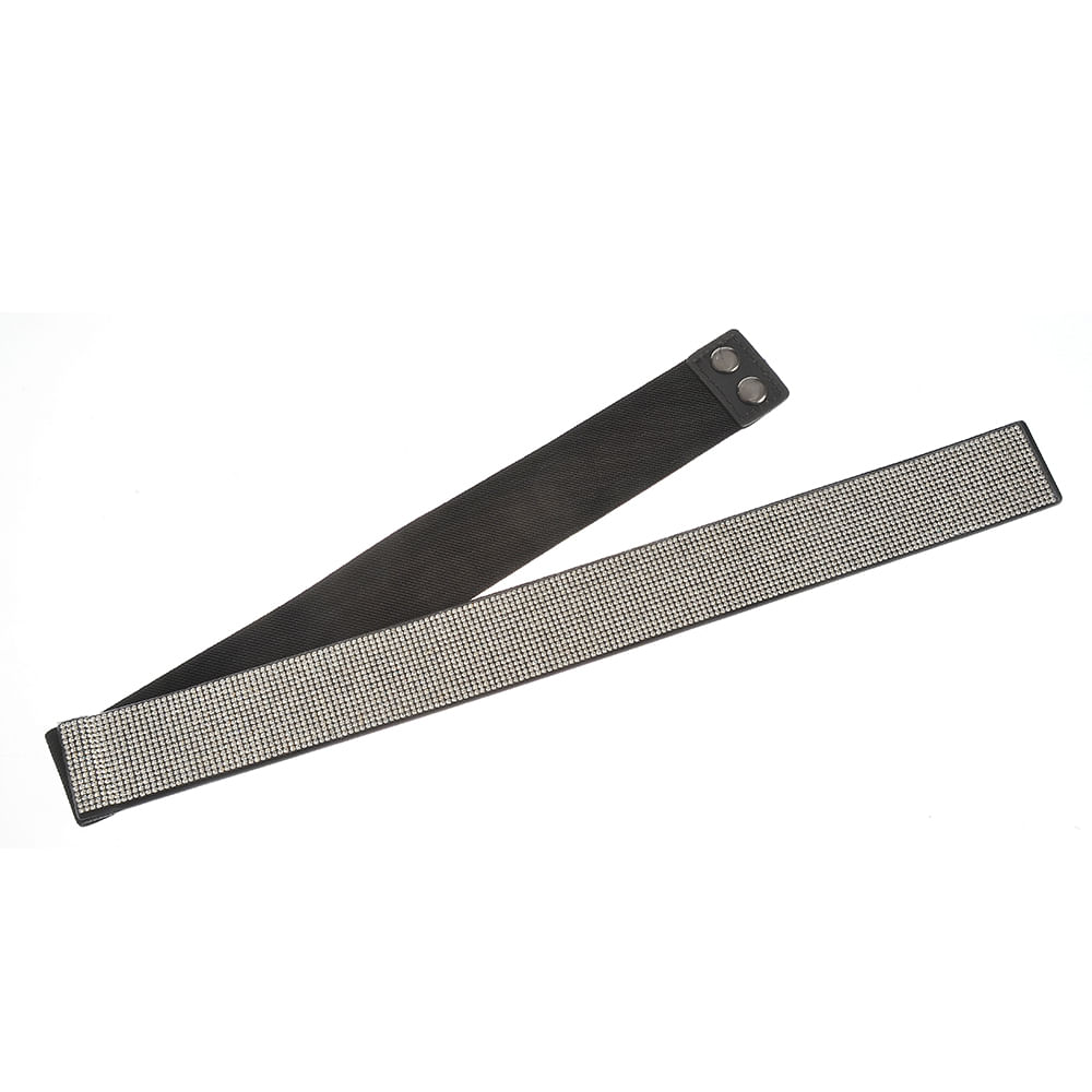 Curea neagra cu pietre argintii - 2 | YEO