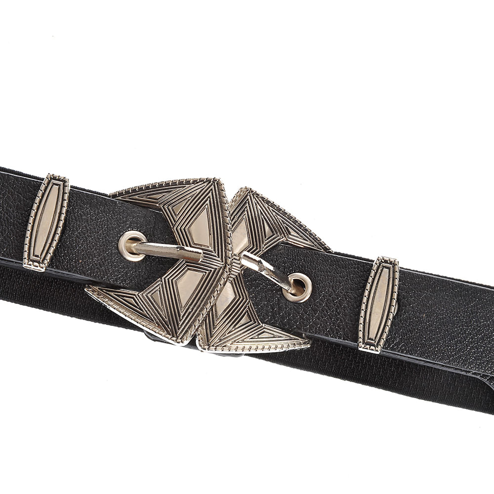 Curea neagra cu catarama argintie - 1 | YEO