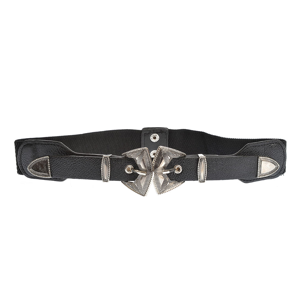 Curea neagra cu catarama argintie - 2 | YEO