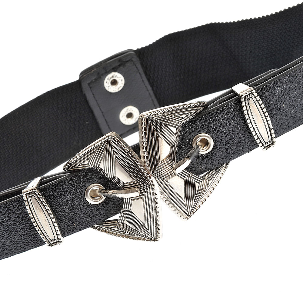 Curea neagra cu catarama argintie - 3 | YEO
